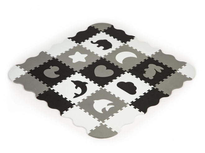 ECOTOYS Foam puzzel Dieren en vormen zwart-wit SX met randen