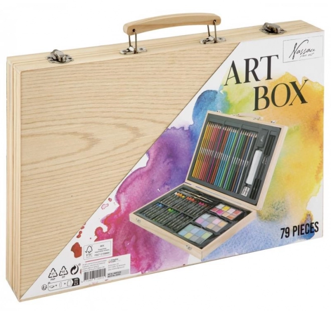 Creatieve houten koffer 79 stuks