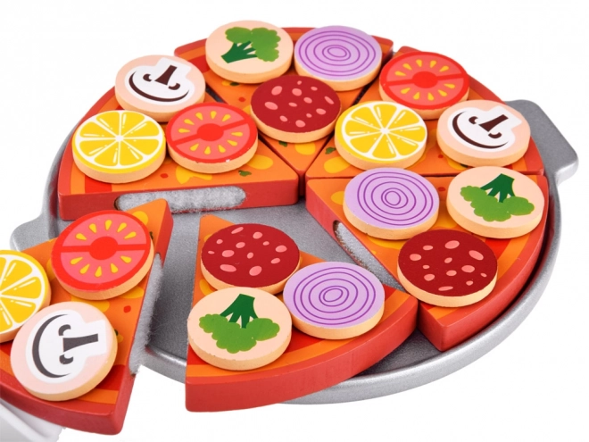 Houten pizza om te snijden met accessoires