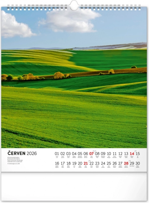Wandkalender Wandelen door het Moravische landschap 2026