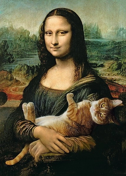 Puzzel Mona Lisa met kat Purr, 500 stukjes