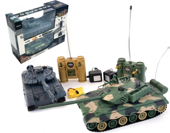 RC tanks set 2 stuks 33 cm met geluid en licht, oplaadpack, gevecht