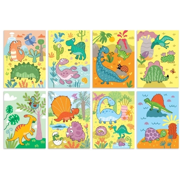 Magisch waterverf kleurboek Dinosaurussen / blok 12x14cm + penseel 8 pagina's in een doos
