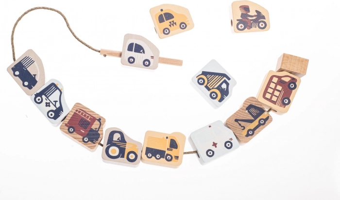 Cubika pastel rijgvervoer – houten rijgset