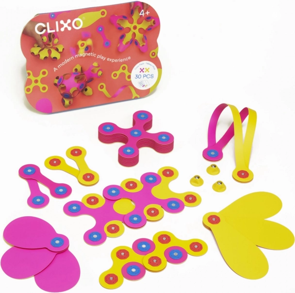 Magnetische blokken Clixo Crew pack, roze en geel
