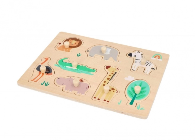 Houten puzzel met handvatten Safari