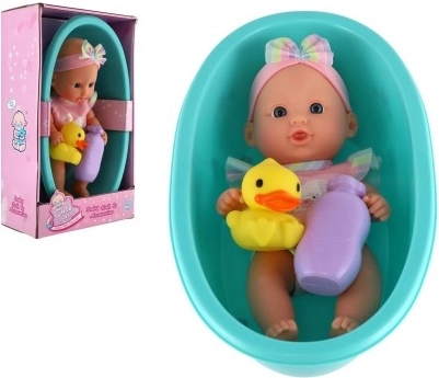 Babypopje in badje met accessoires 26 cm