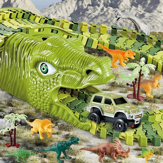 Dinosaurus racebaan met autootje en figuren