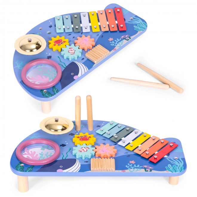 Muziektafel met xylofoon, bekkens, tamboerijn en rammelaar zee wereld ECOTOYS