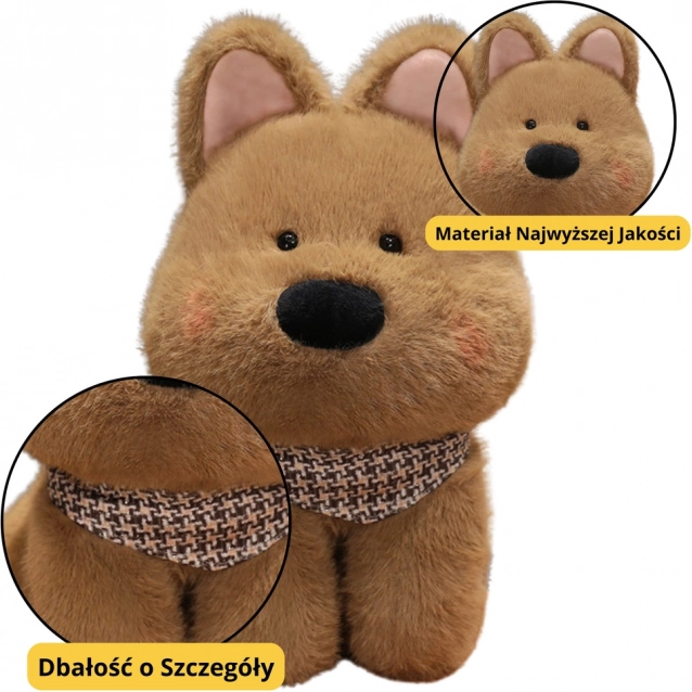 Pluchen hond met sjaaltje bruin 25 cm