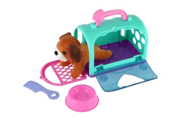 Transportbox met pluchen hondje