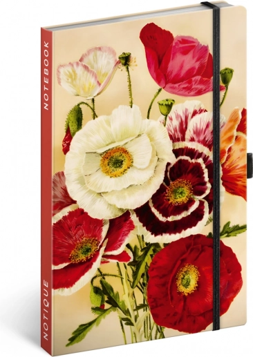 Notitieboek Notique Klaprozen van Kateřina Winterová, gelijnd 13 x 21 cm