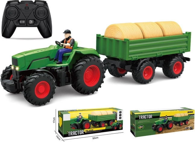 Landbouwtractor met afstandsbediening met aanhanger