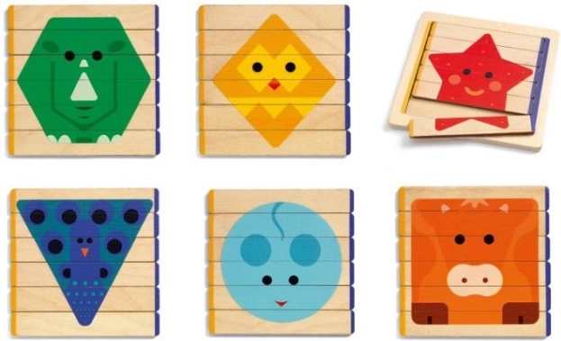 Eenvoudige houten puzzel Kleurrijke dieren