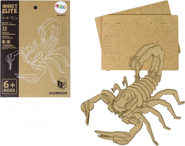 Houten 3D-puzzel schorpioen – educatieve bouwset, 35 stukjes