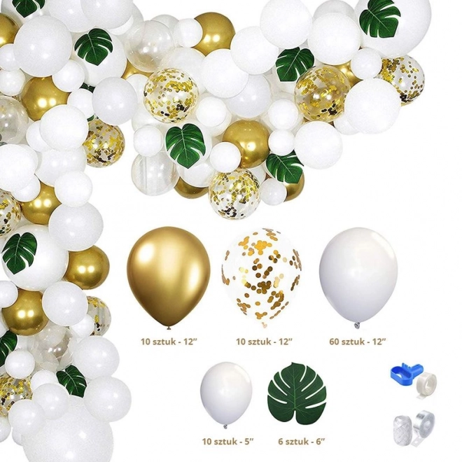 Gouden en witte ballon slinger - 90 stuks