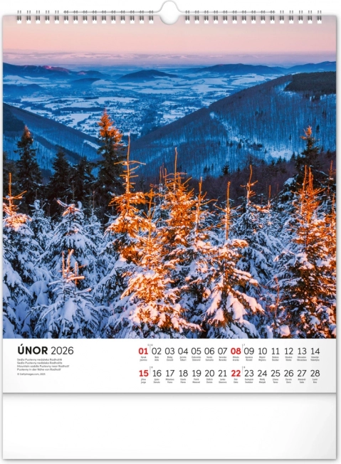 Wandkalender Wandelen door het Moravische landschap 2026