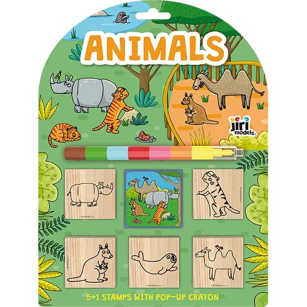 Stempelset Dieren met waskrijt