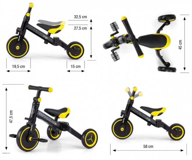 Kinderdriewieler 3 in 1 Optimus Zwart