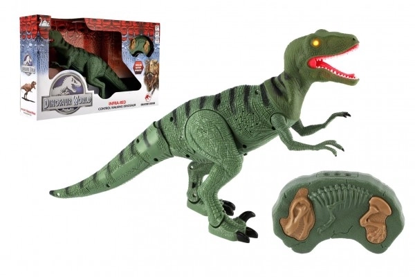 Dinosaurus lopend IC velociraptor plastic 50cm op batterijen met geluid met licht in doos 53x32,5x12cm