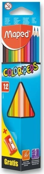 Driehoekige kleurpotloden MAPED Color'Peps 12 stuks met puntenslijper