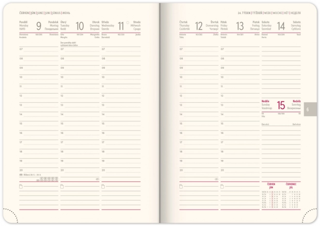 NOTIQUE Wekelijkse agenda Twill 2025, blauw-zilver, 15 x 21 cm
