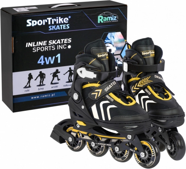 Set 4-in-1 kinderschaatsen maat 34–38 – geel