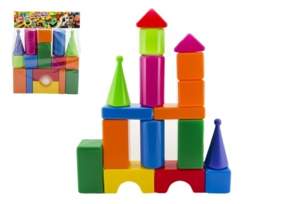 Bouwstenen grote blokken 18 stuks plastic in zak 40x53x8cm