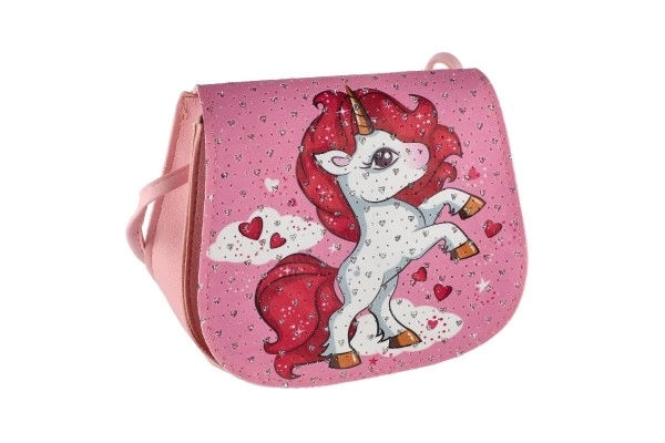 Handtas/Unicorn Tas met steentjes plastic 4 kleuren in zak 17x15x3cm