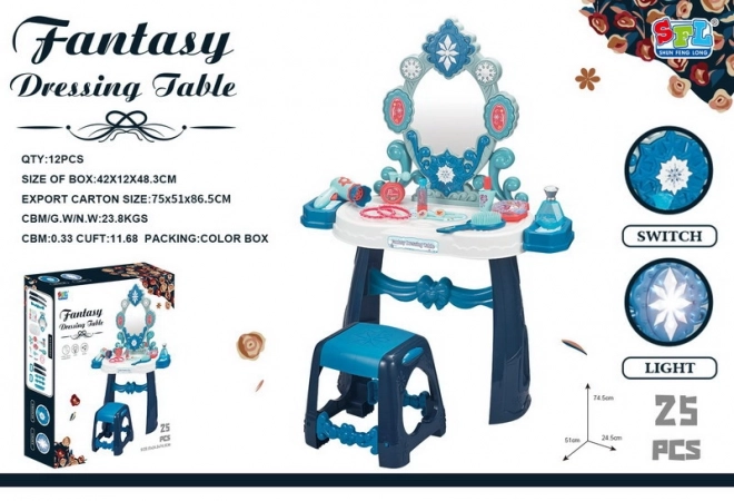 Interactieve kindercosmetische tafel met verlichting en accessoires