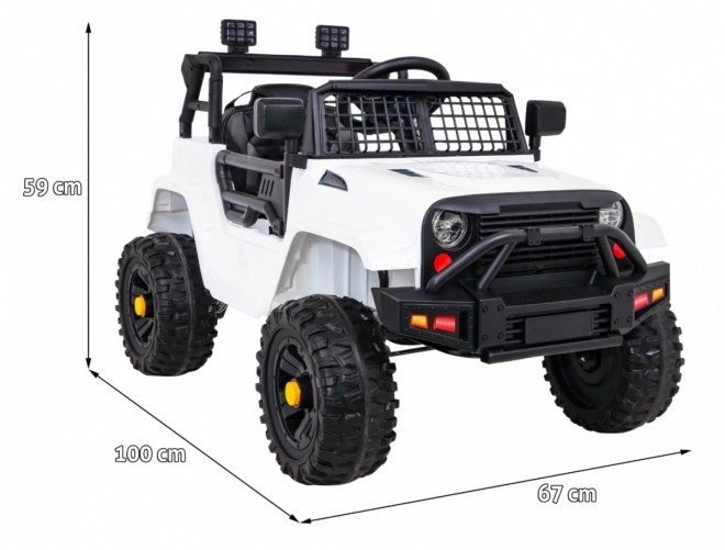 Accu-aangedreven Jeep Dark Night voor kinderen + langzame start + EVA + LED audio – Wit