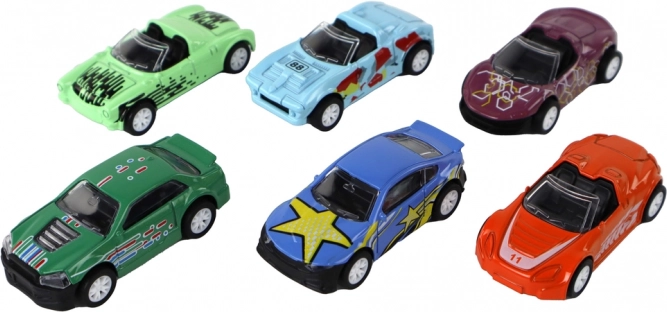 Kleurrijke set van 6 autootjes 1:64