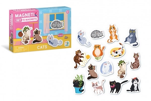 Magneetjes Katten 15 stuks in doosje 17x11x3cm
