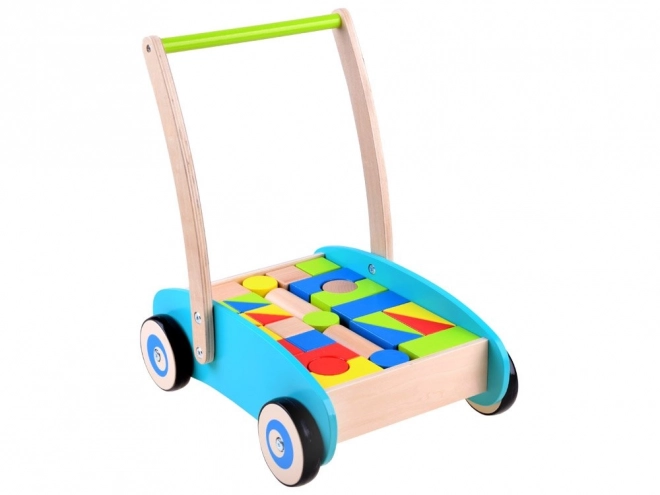 Houten loopwagen met blokken voor kinderen