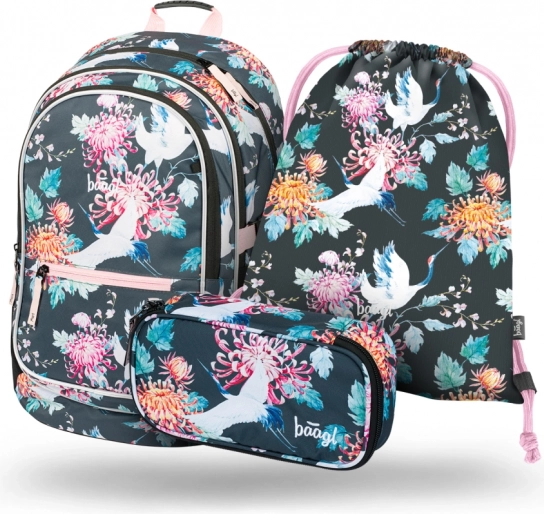 Set schoolspullen Core Birds: rugzak, etui en zak
