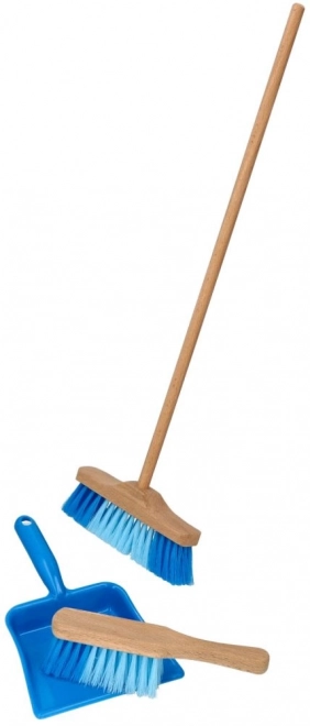 Goki Veegset met bezem 3-delig blauw