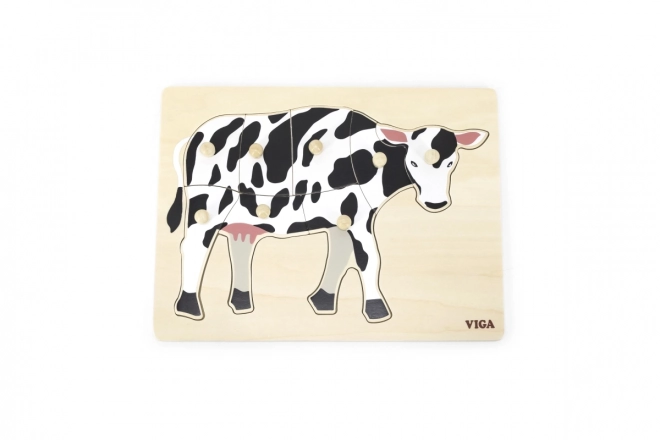 Houten Montessori inlegpuzzel - koe