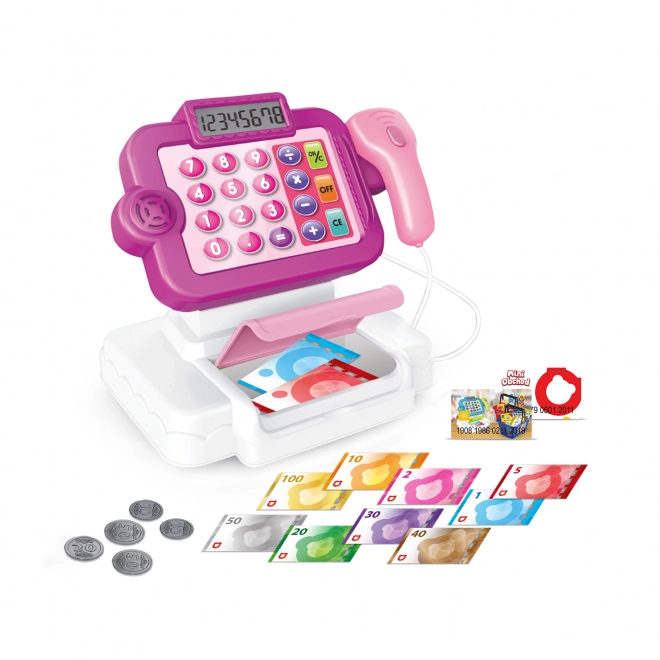 MINI WINKEL - Tsjechische kassa met leren winkelen - roze