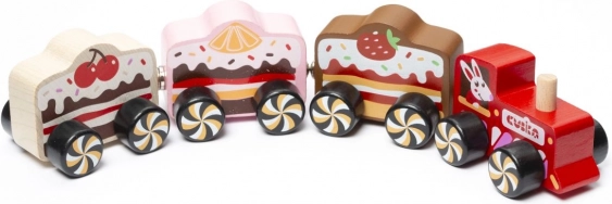 Houten treintje met magneten Cakes 4 delen CUBIKA