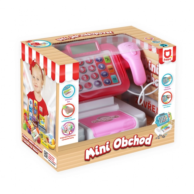 MINI WINKEL - Tsjechische kassa met leren winkelen - roze