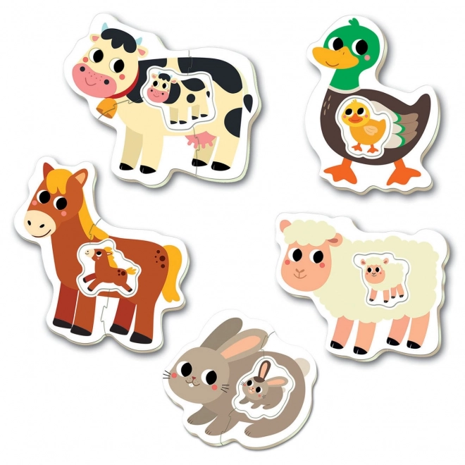 EDUCA Babypuzzel Dieren op de boerderij met jongen 5v1 (2-4 stukjes)
