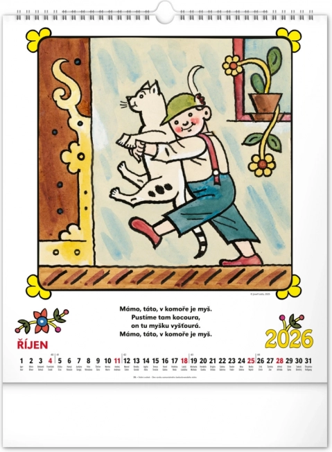 Muurkalender Josef Lada - Rijmpjes 2026