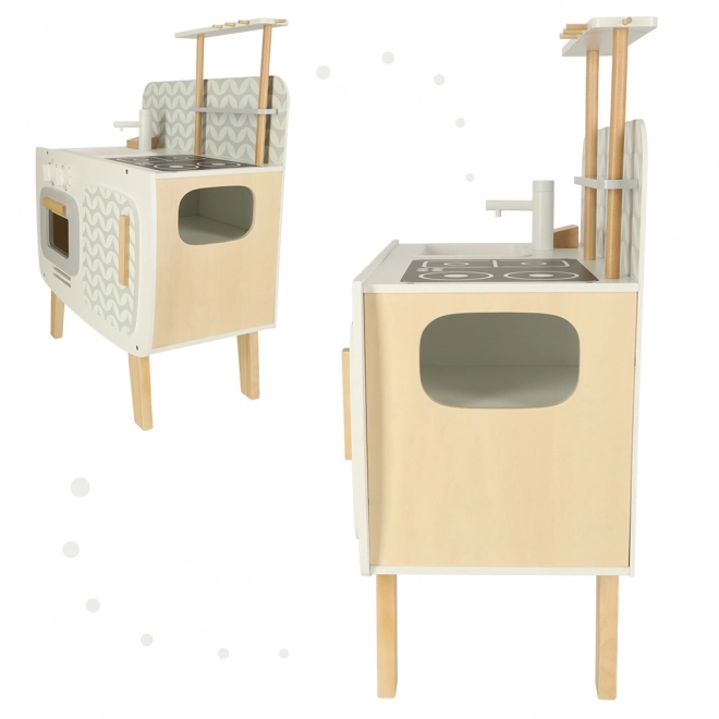 Retro houten kinderkeuken met accessoires