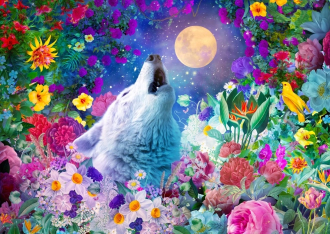 Puzzel wolf onder maan 1000 stukjes