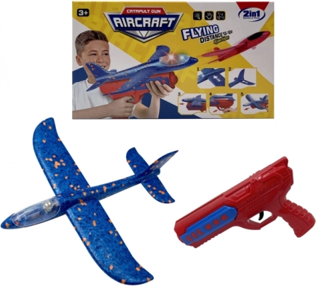 Schietbaar foamvliegtuig met licht en pistool
