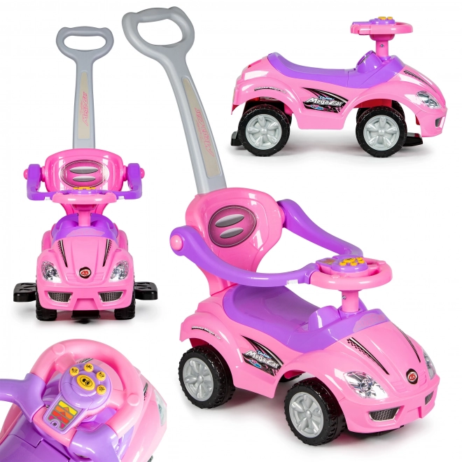 ECOTOYS Loopwagen met geluiden en stuurstang Auto roze
