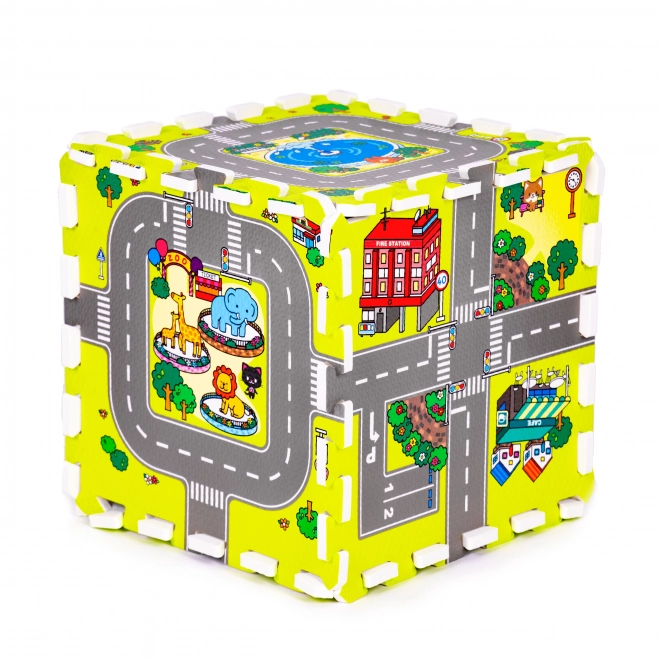 Schuim speelmat stad – 9 delen 90,5 × 90,5 cm IPLAY