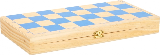Houten schaakspel voor kinderen small foot – opvouwbare set met kleurrijke figuren