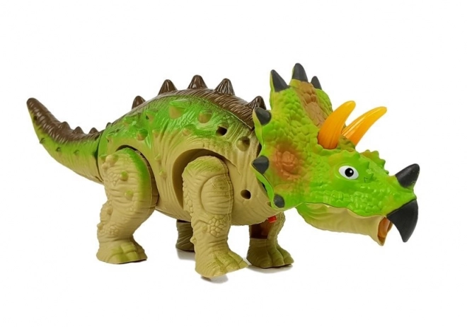 Dinosaurus op batterijen Triceratops groen