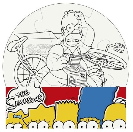 Kleur je eigen Simpson puzzel cirkel 9 stukjes